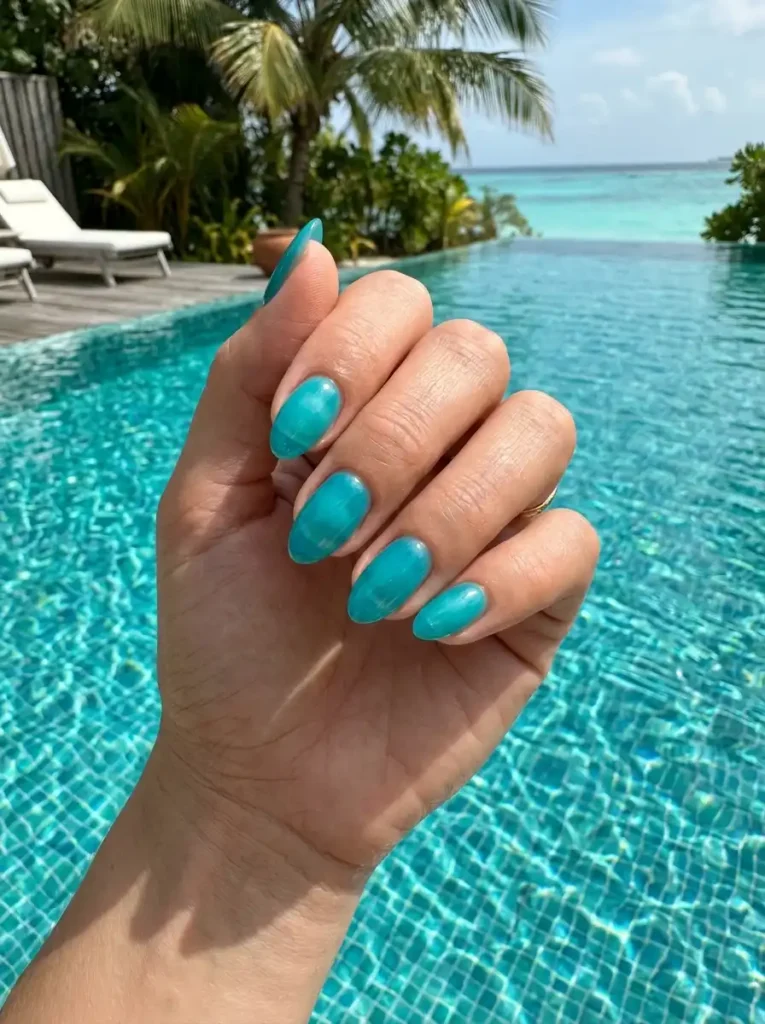 Turquoise Jelly Nails