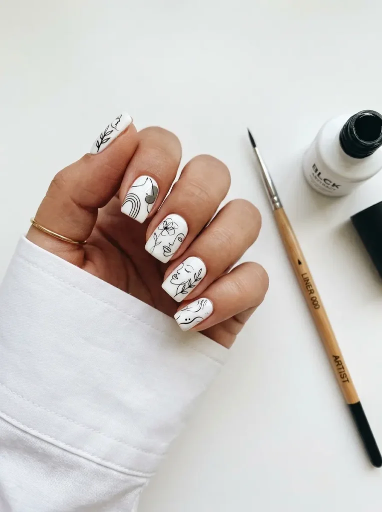  Abstract Line Art Nails