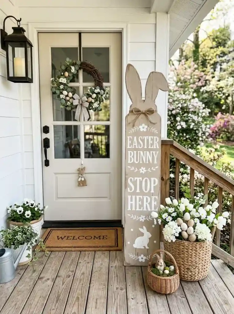 Neutral Bunny Porch Sign