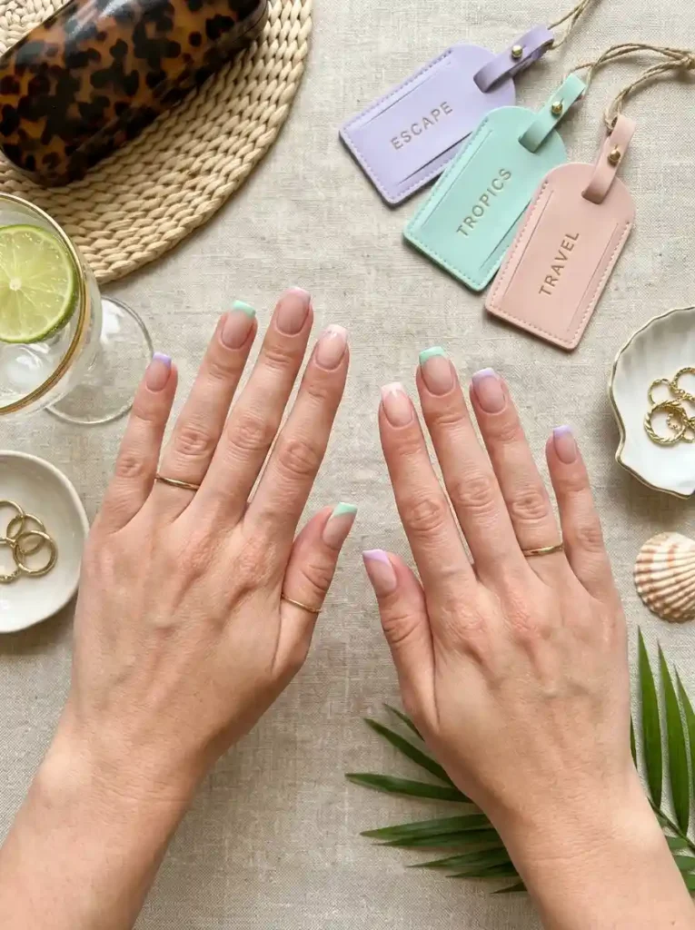 .French Nails with Pastel Tips