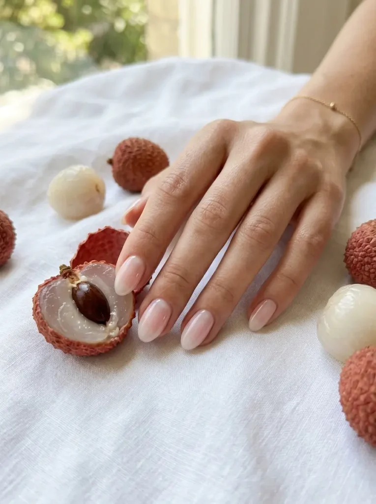 .Glazed Lychee Nails