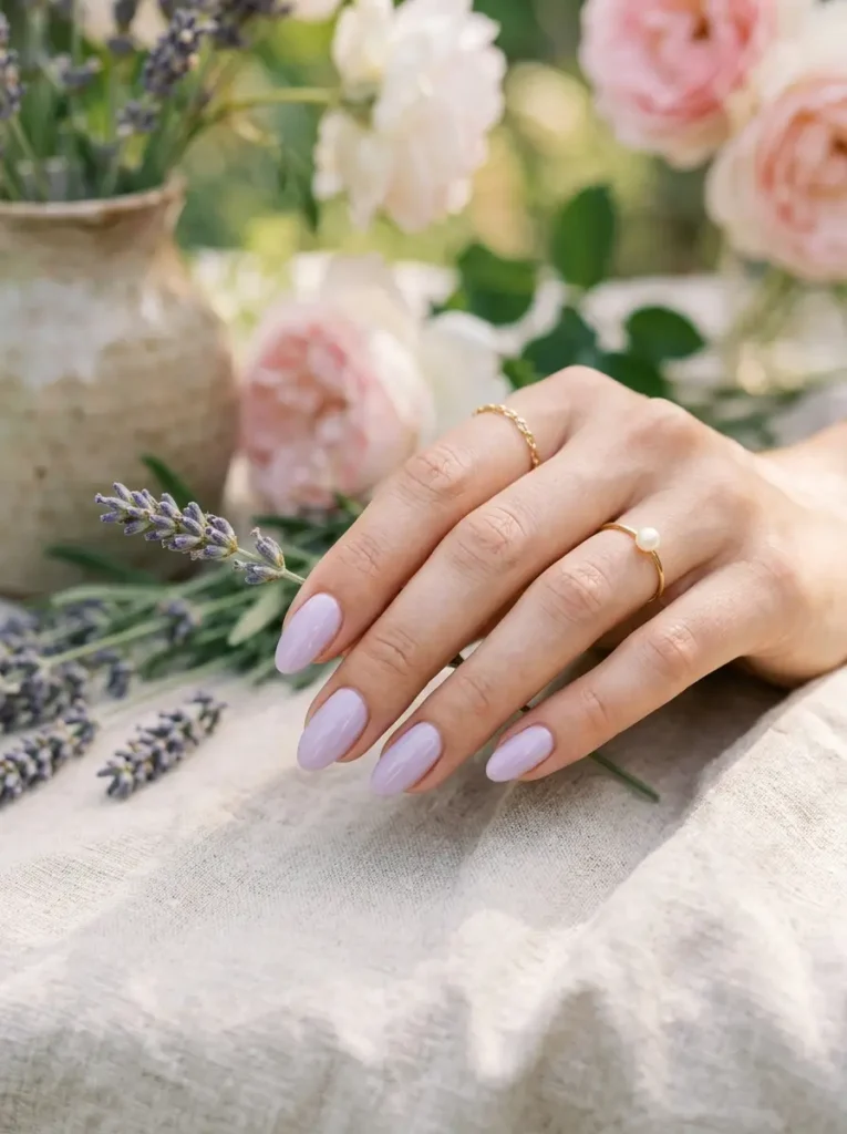 Milky Lavender Nails