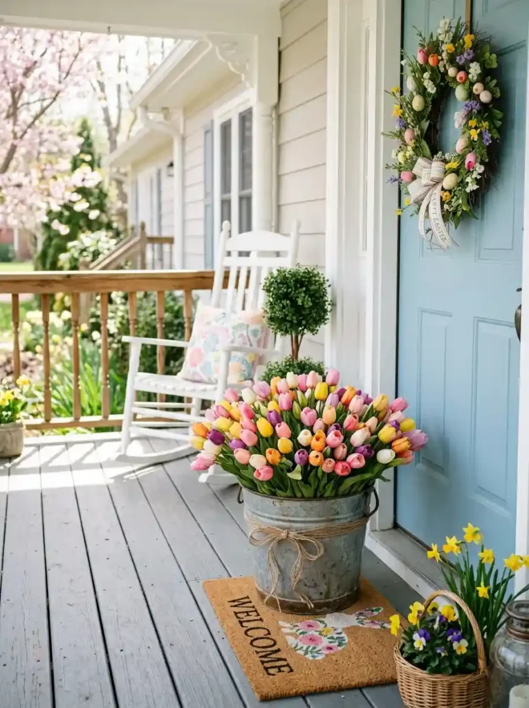 Spring Tulip Bucket Display