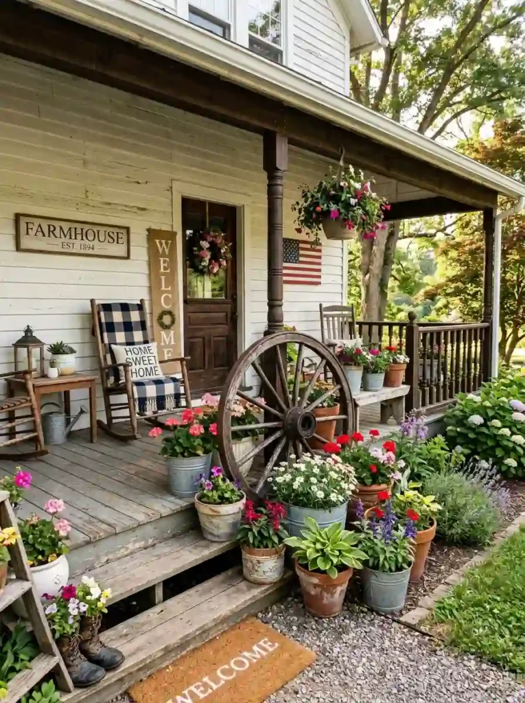Wagon Wheel Flower Display