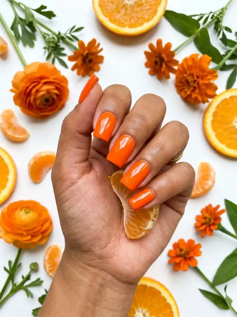Bright Tangerine Nails