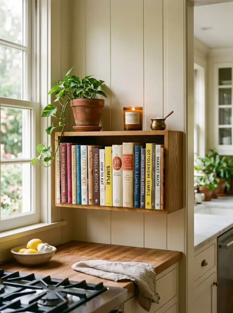 A Kitchen Bookshelf of Cookbooks