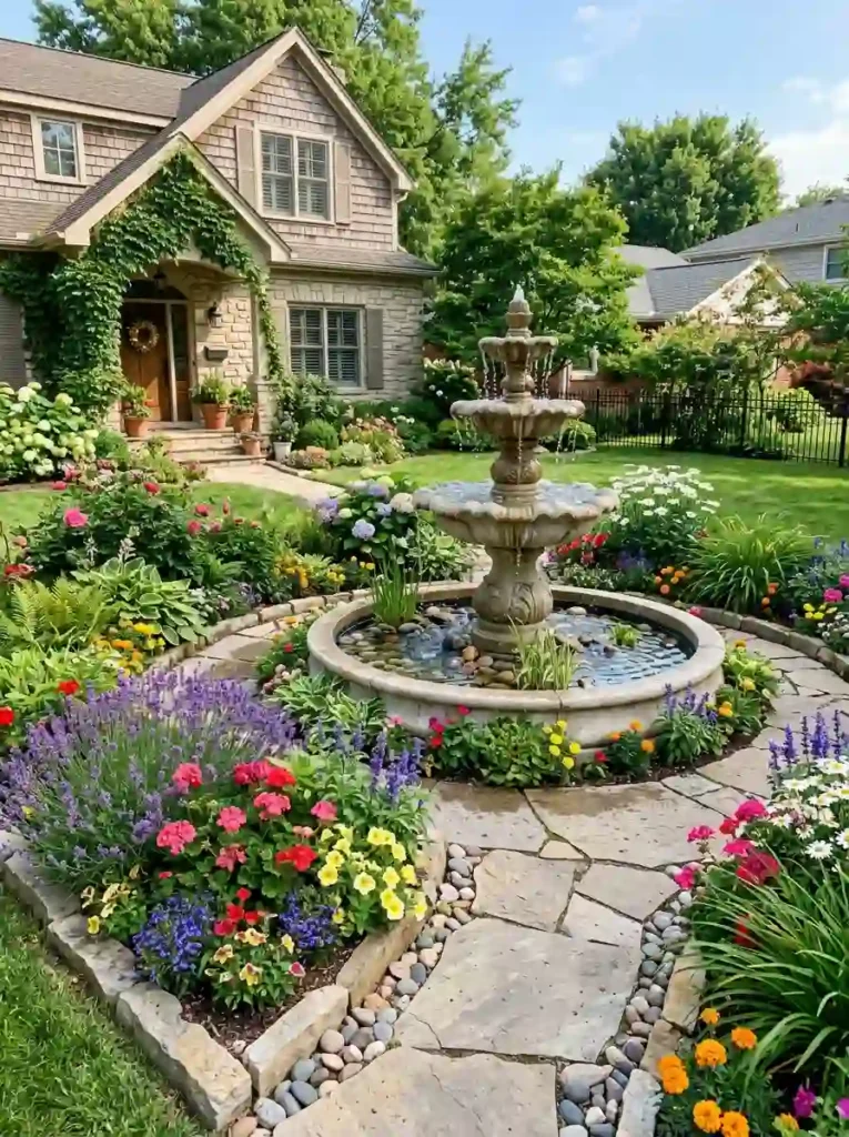 Fountain with Seasonal Flower Displays
