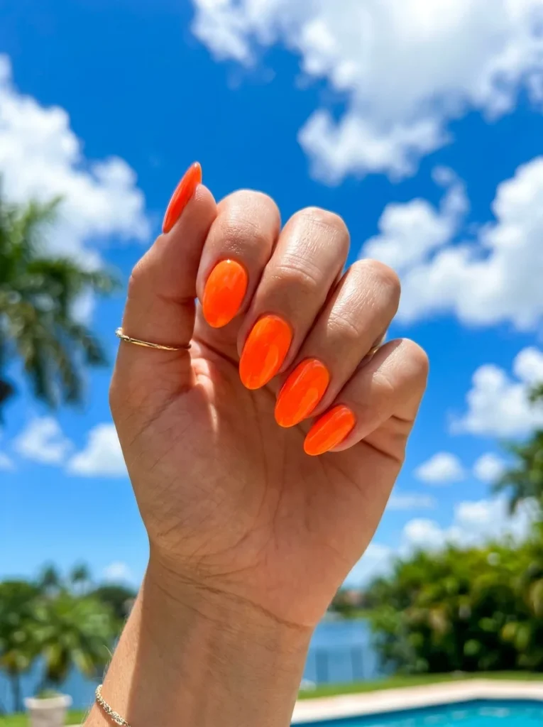  Neon Orange Glazed Nails