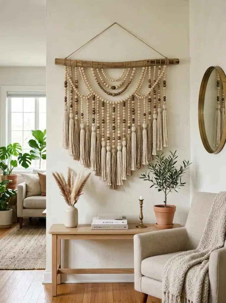 Rustic Wooden Bead Wall Hanging