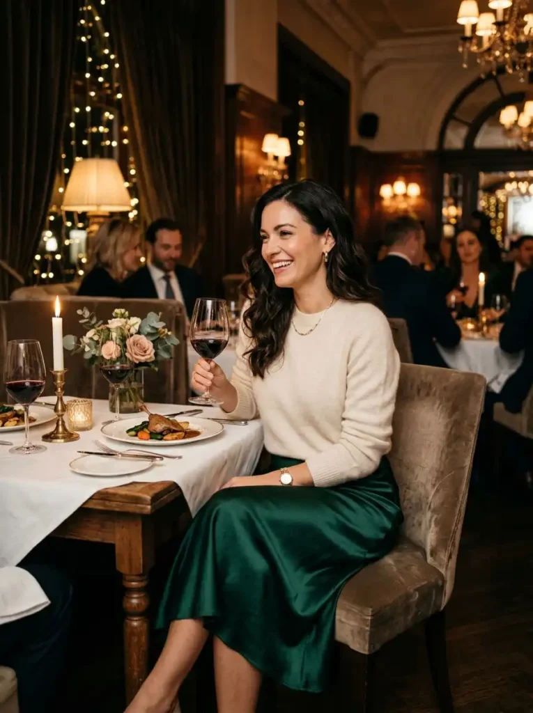 Cashmere Sweater with Satin Skirt