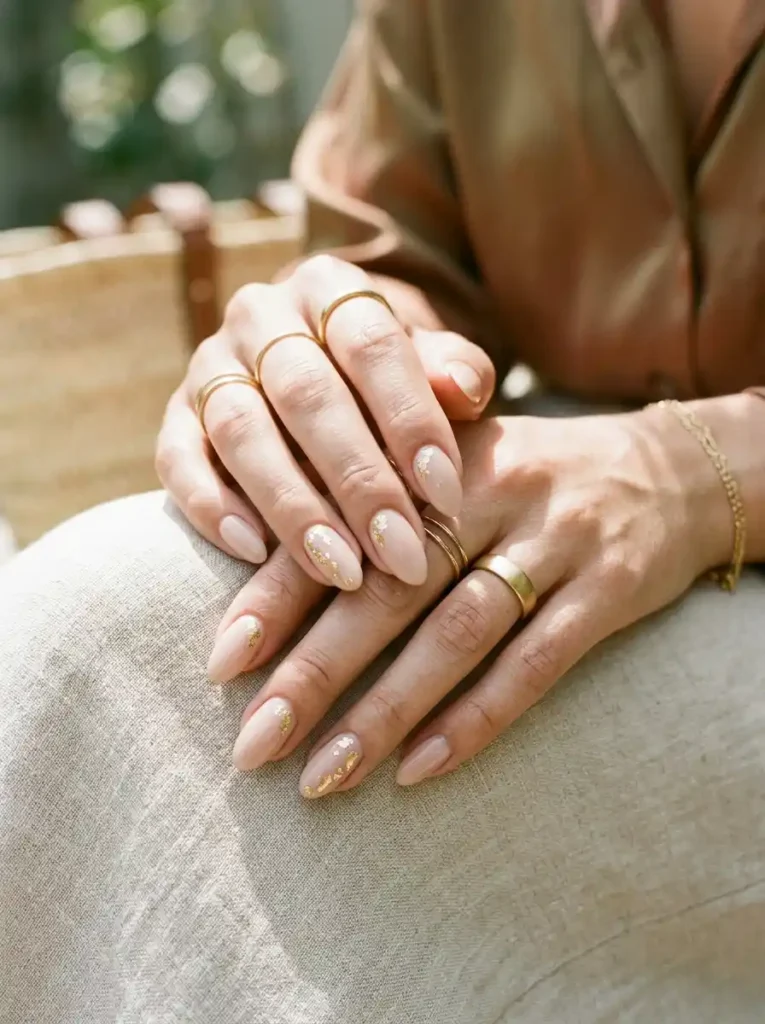 Gold Foil Accent Nails