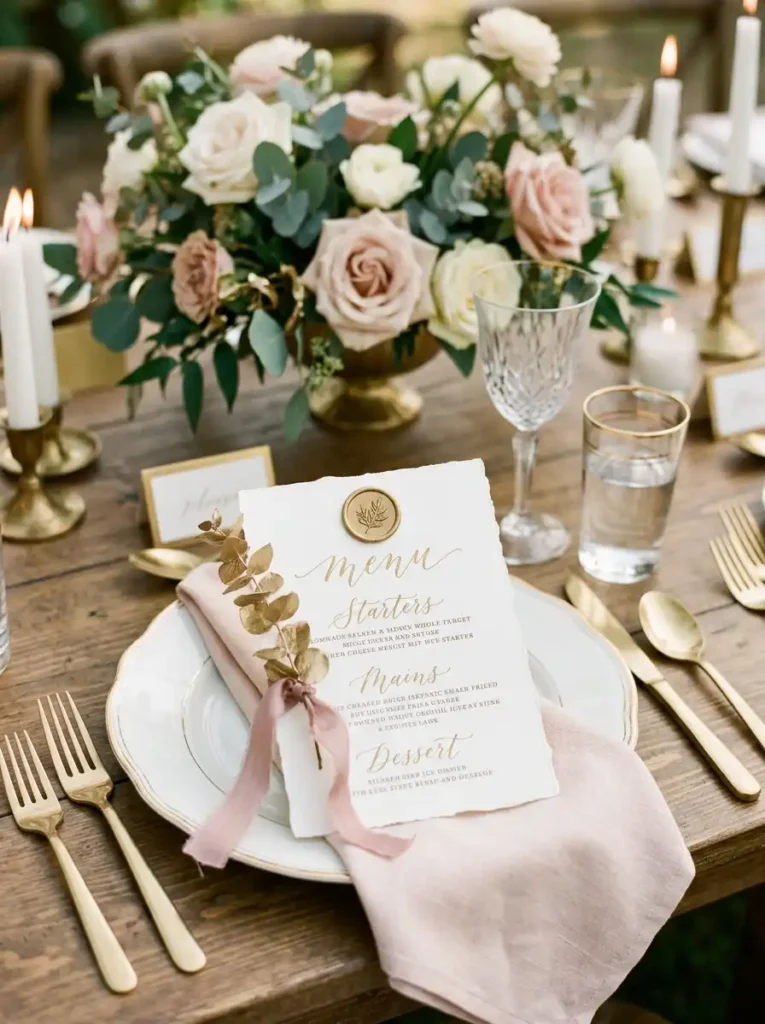 Handmade Wedding Menu Cards