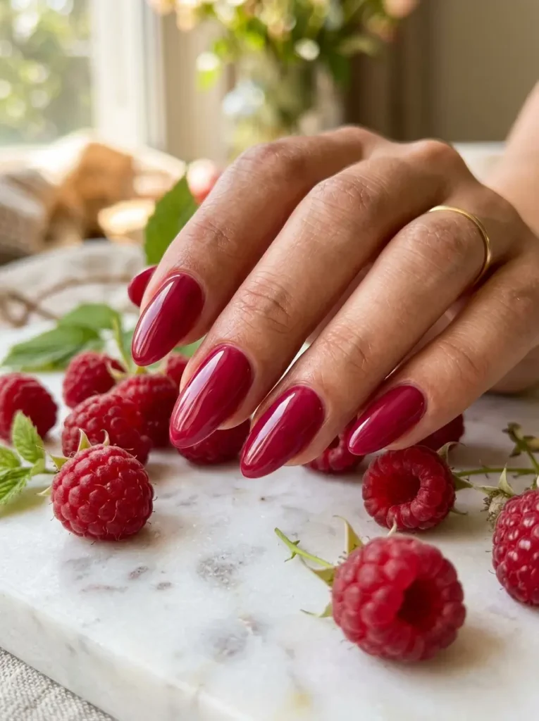 Raspberry Sorbet Glazed Nails