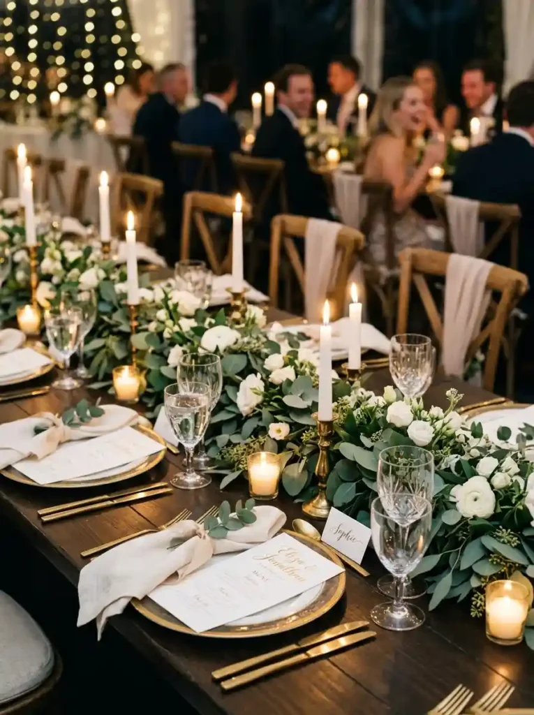 DIY Wedding Table Runners with Greenery