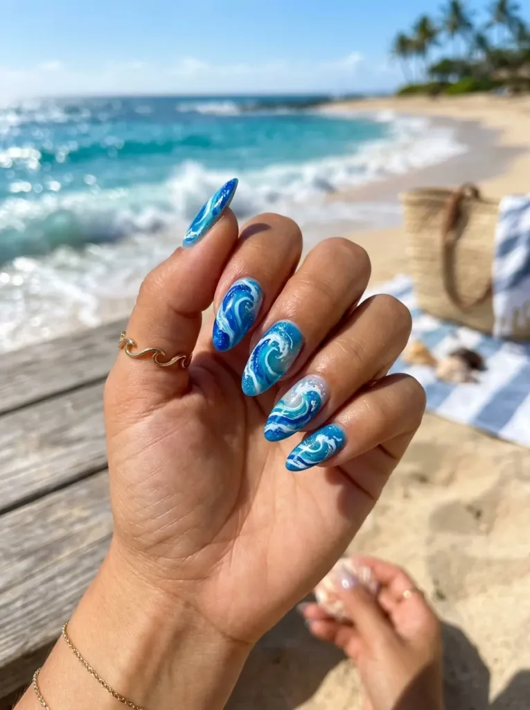 Ocean Wave Nail Art
