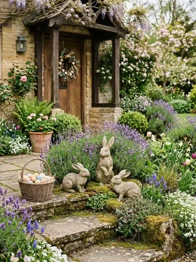 Stone Bunny Garden Statues