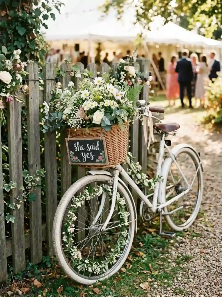 Bicycle with Flower Basket Display