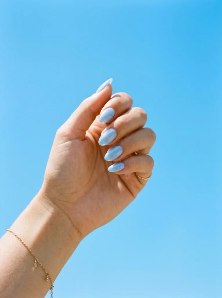 Glazed Sky Blue Nails