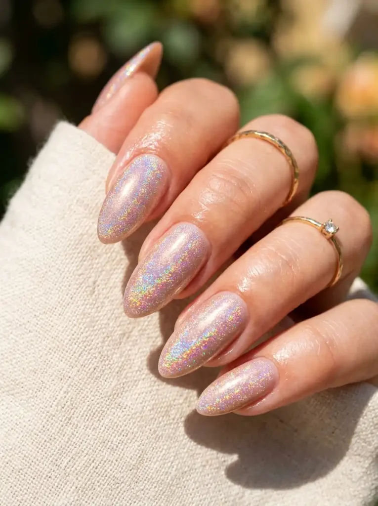 Holographic Nude Nails