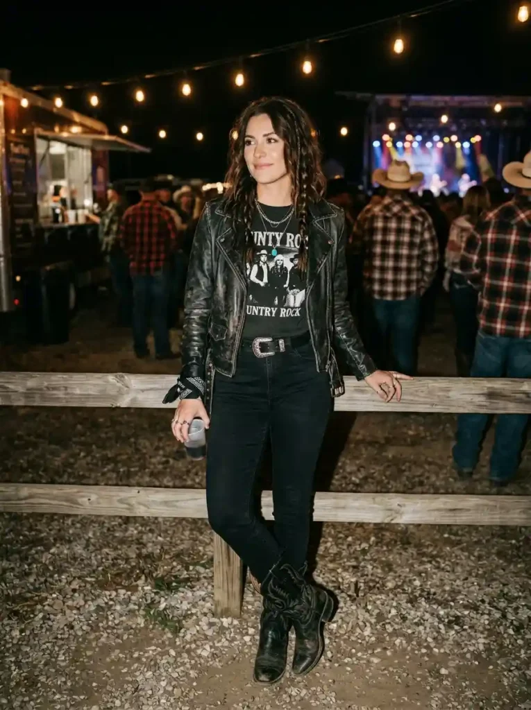 Leather Jacket and Black Denim