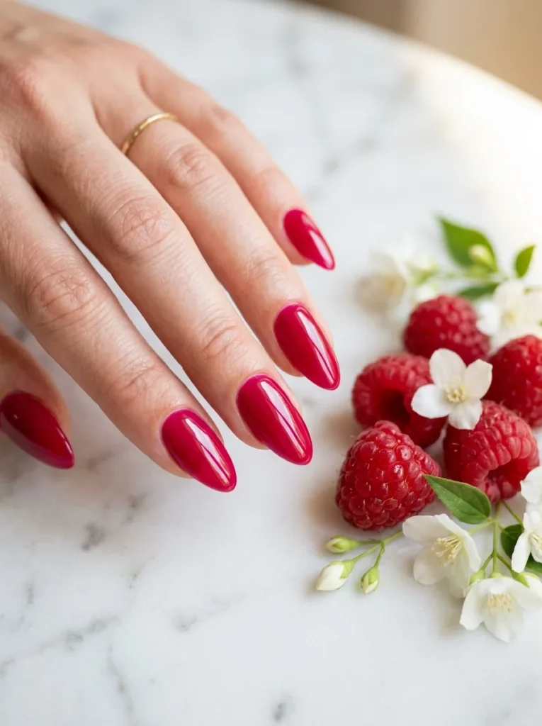 Glazed Raspberry Nails