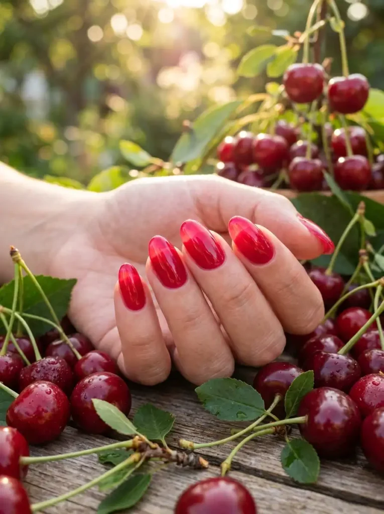 Cherry Red Jelly Nails