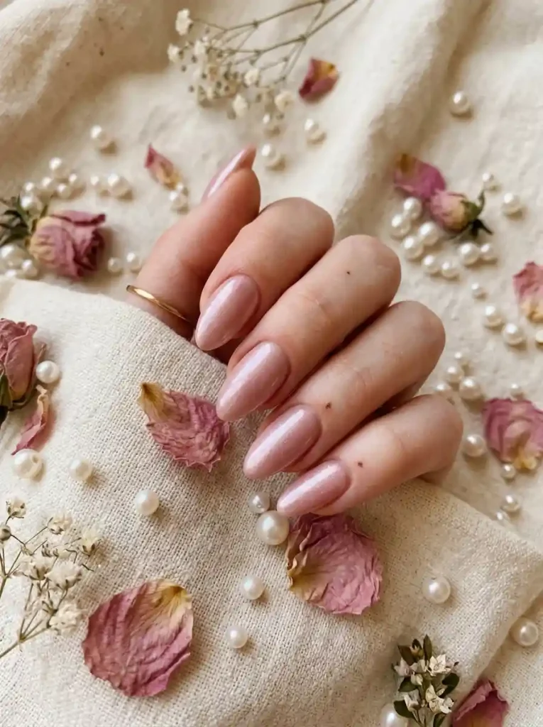 Dusty Rose and Pearl Nails