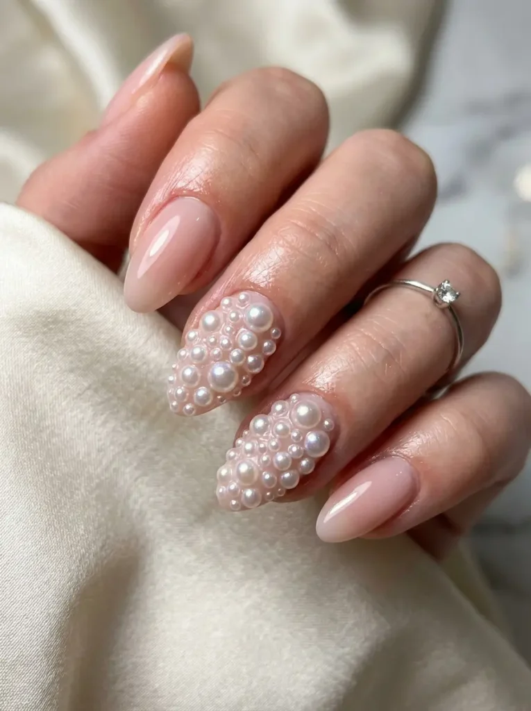 .Pearl Encrusted Nails