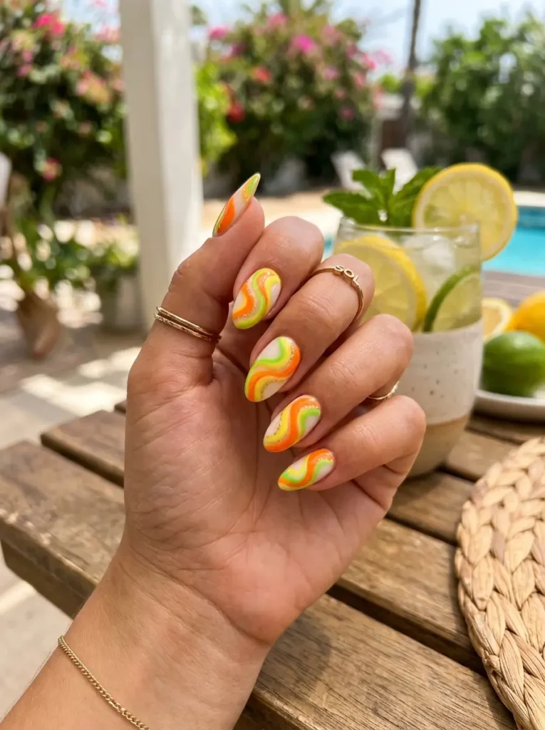 Citrus Swirl Nails