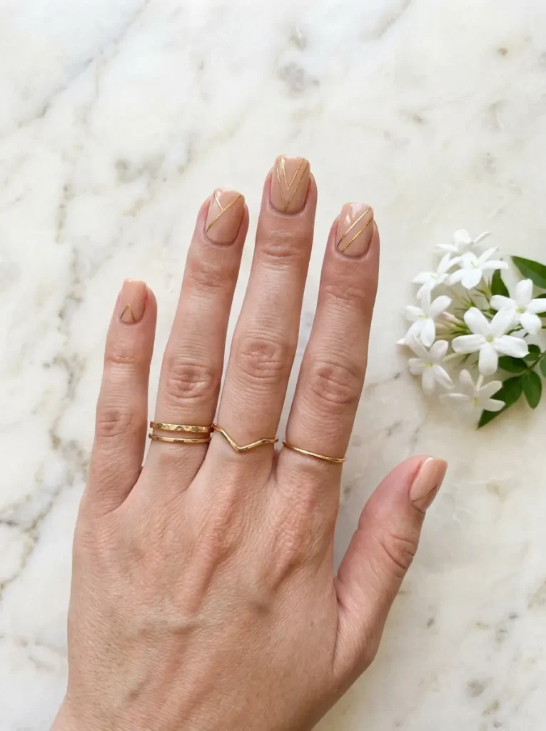 Nude with Thin Gold Lines