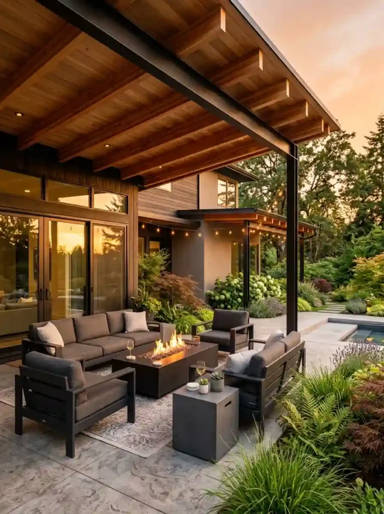 Mixed Wood and Metal Roof Design