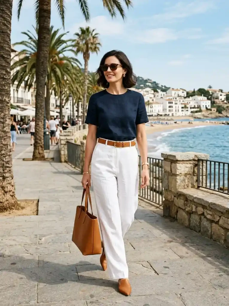 Navy and White Palette with Tan Accessories