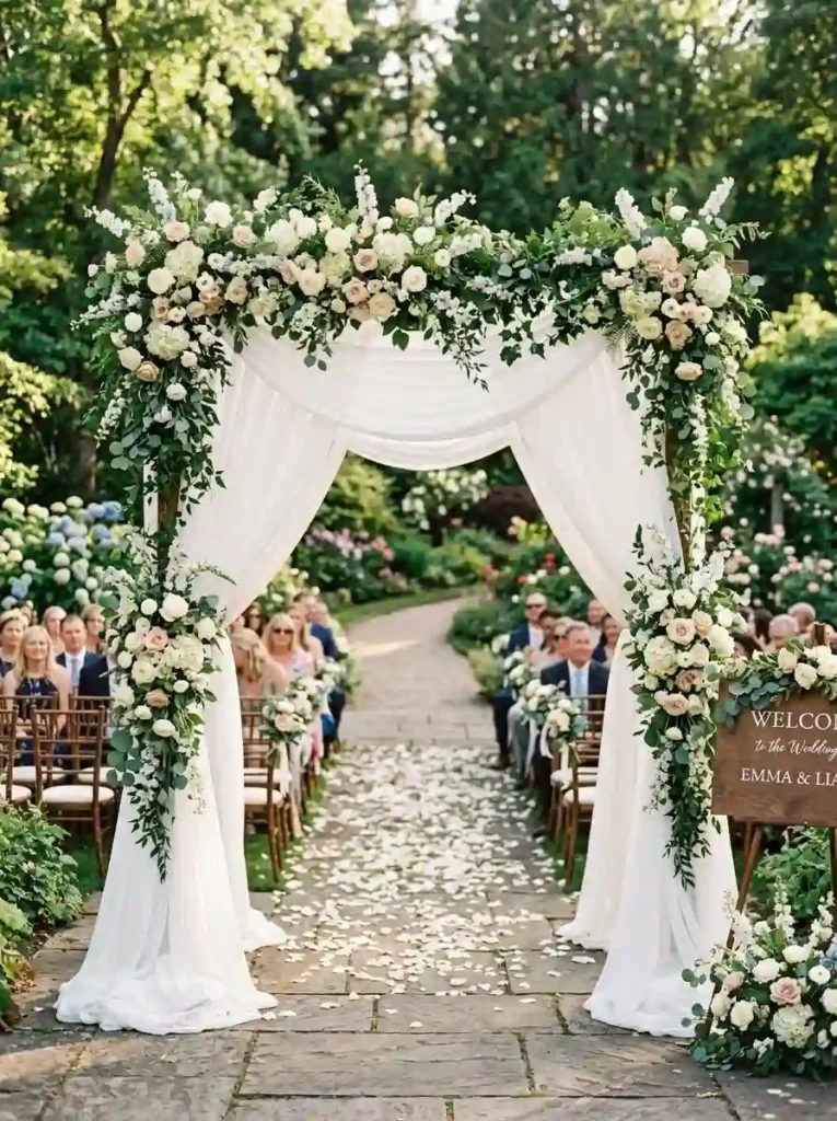 Draped Sheer Fabric Ceremony Backdrop