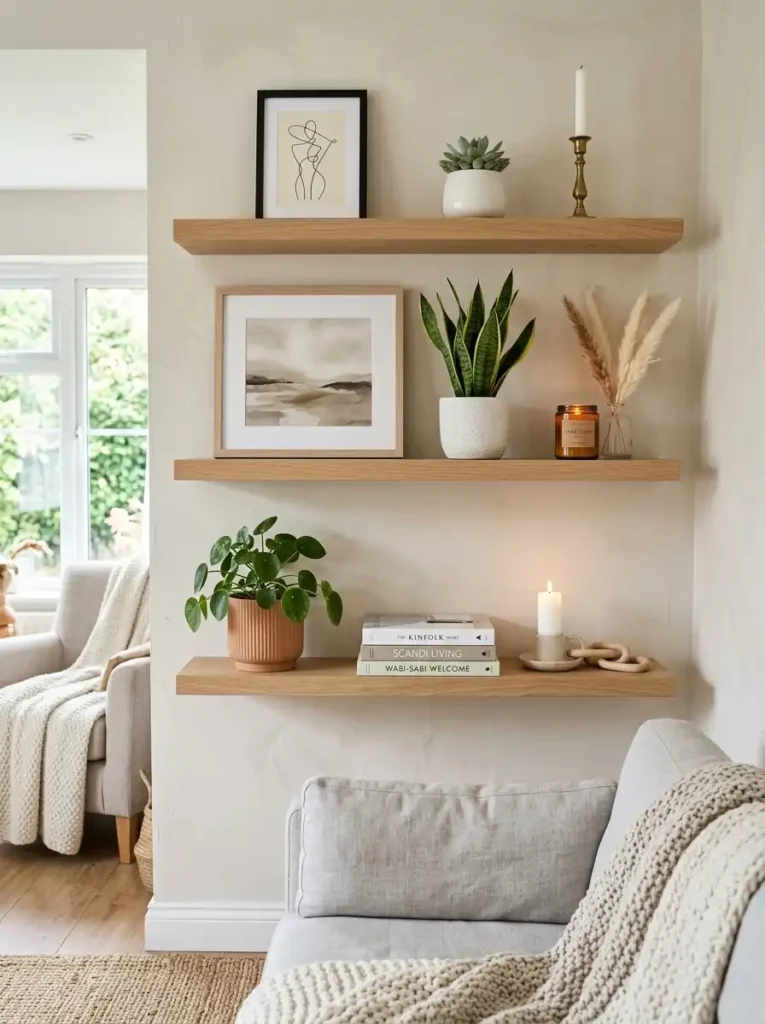 .Floating Wooden Shelf Wall Art