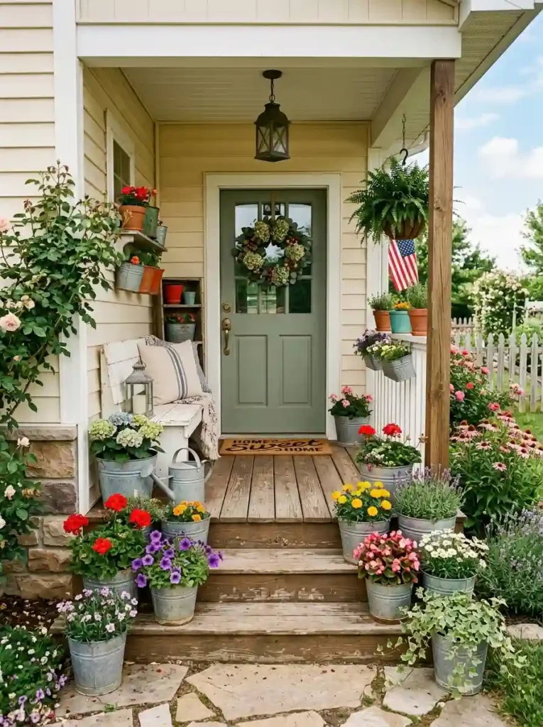 Galvanized Metal Bucket Planters