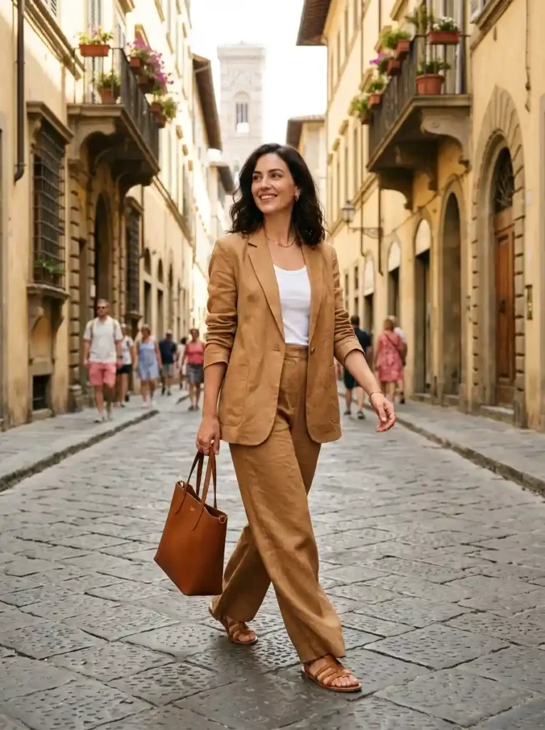 Camel Linen Suit