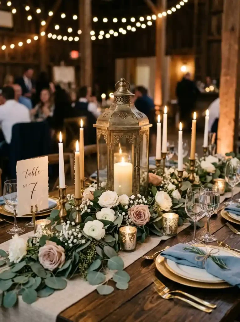Lantern and Greenery Display