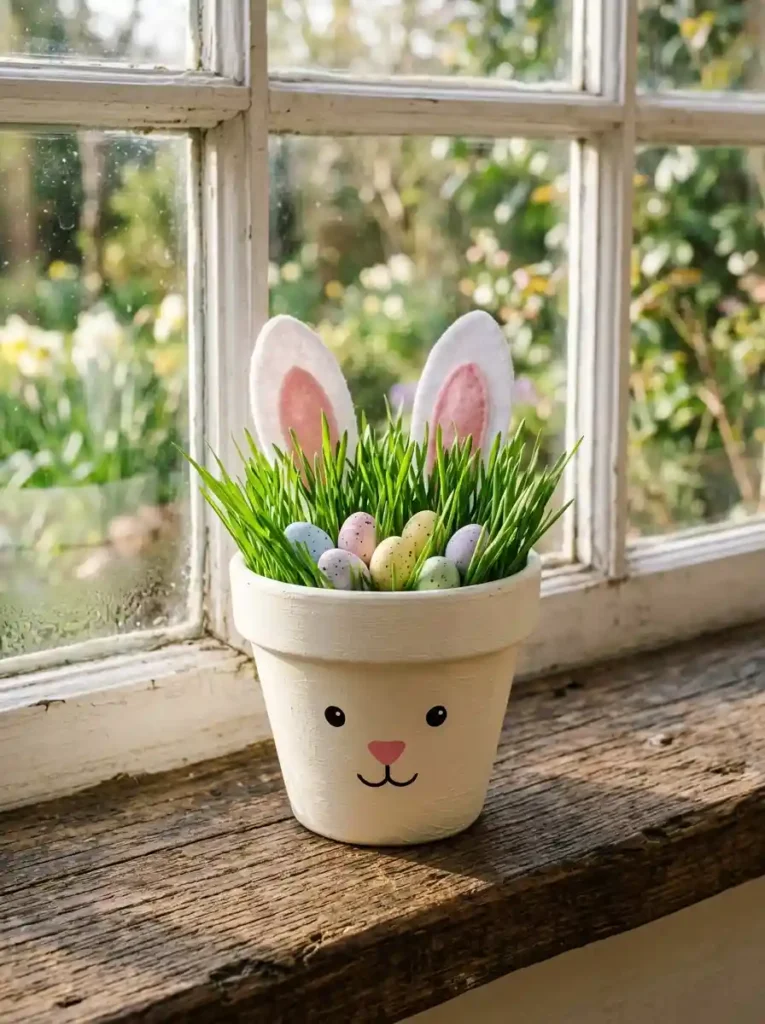 .Painted Terracotta Pot Bunny