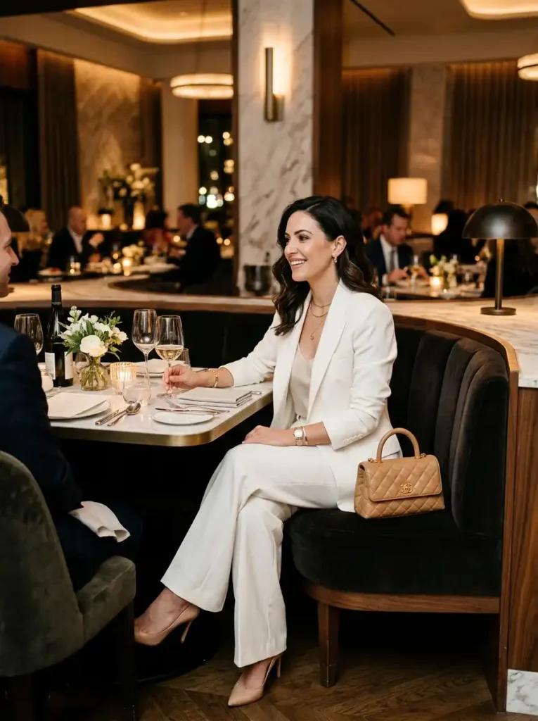 White Blazer with Tailored Trousers