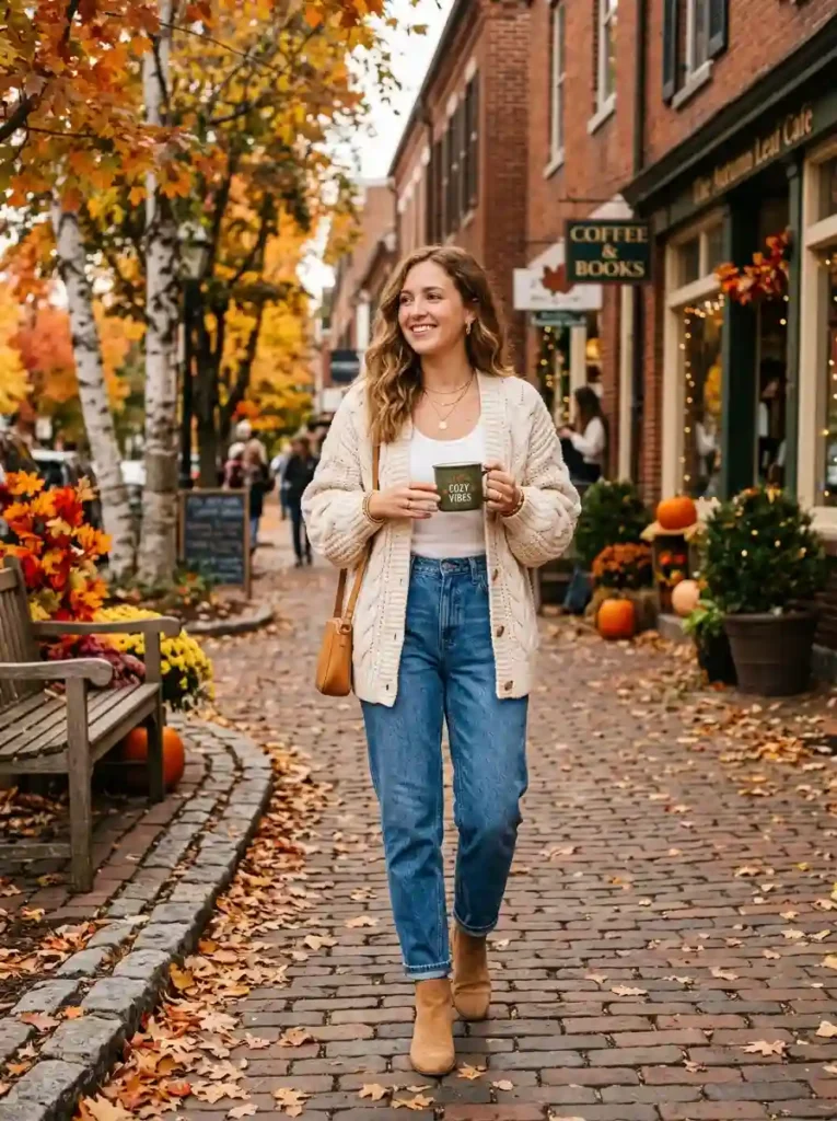 Cardigan and Mom Jeans Combo