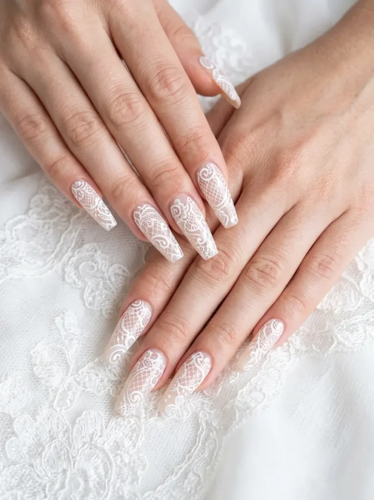 .Full Lace Overlay Coffin Nails