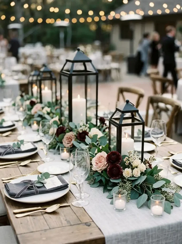 Lantern and Greenery Display