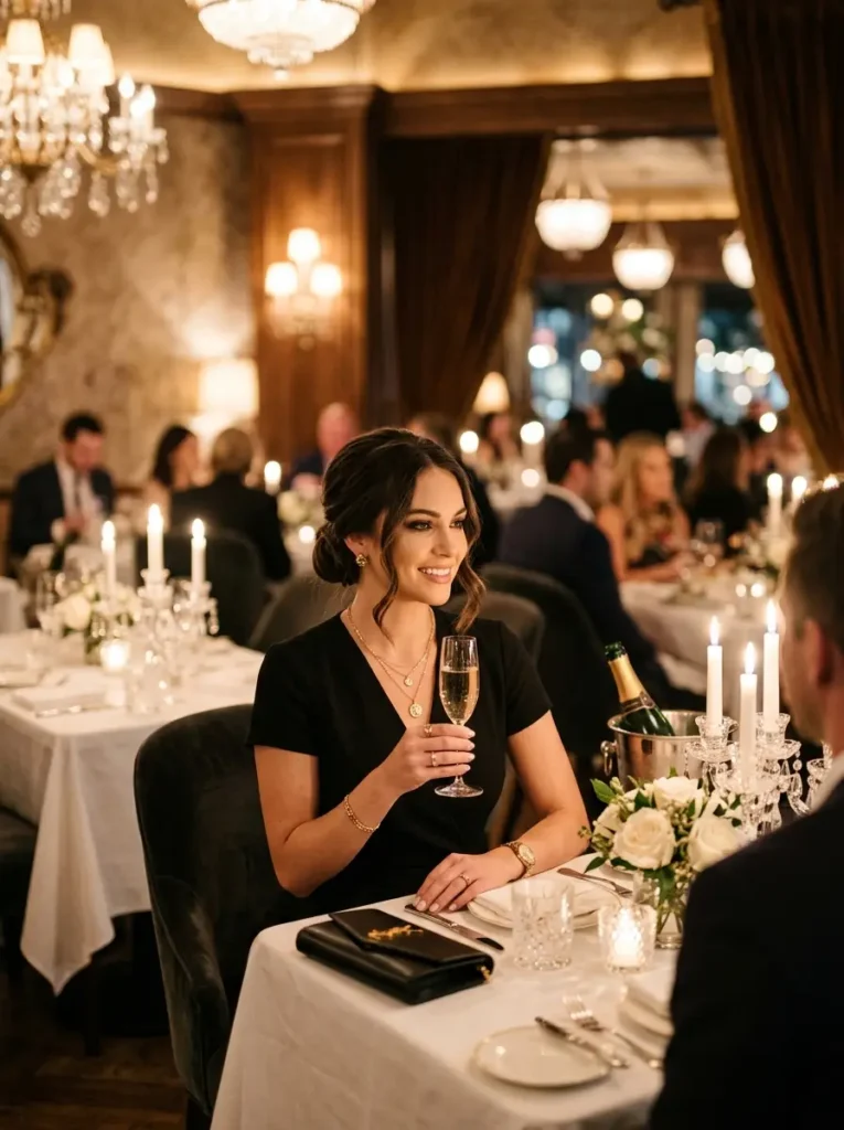 Little Black Dress with Gold Accessories