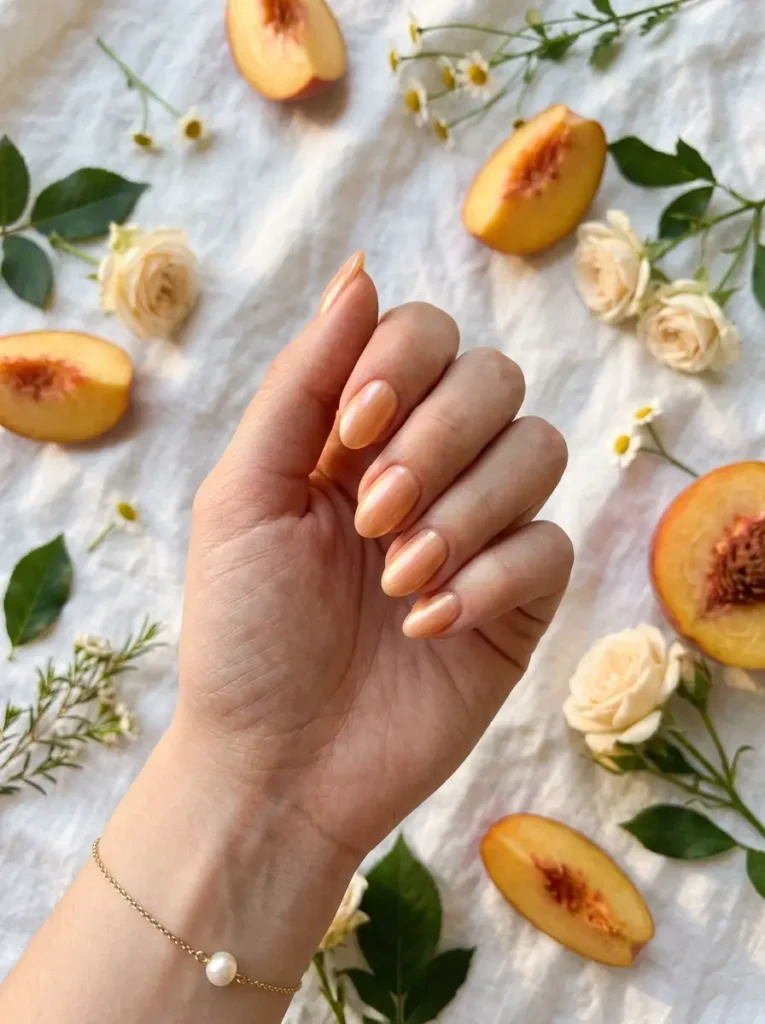 .Peach Sorbet Glazed Nails