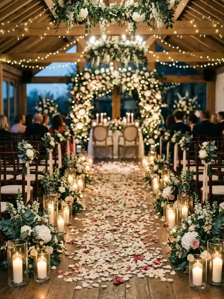 Elegant Candle-Lined Wedding Aisle