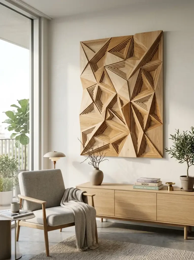 Geometric Wooden Wall Sculpture
