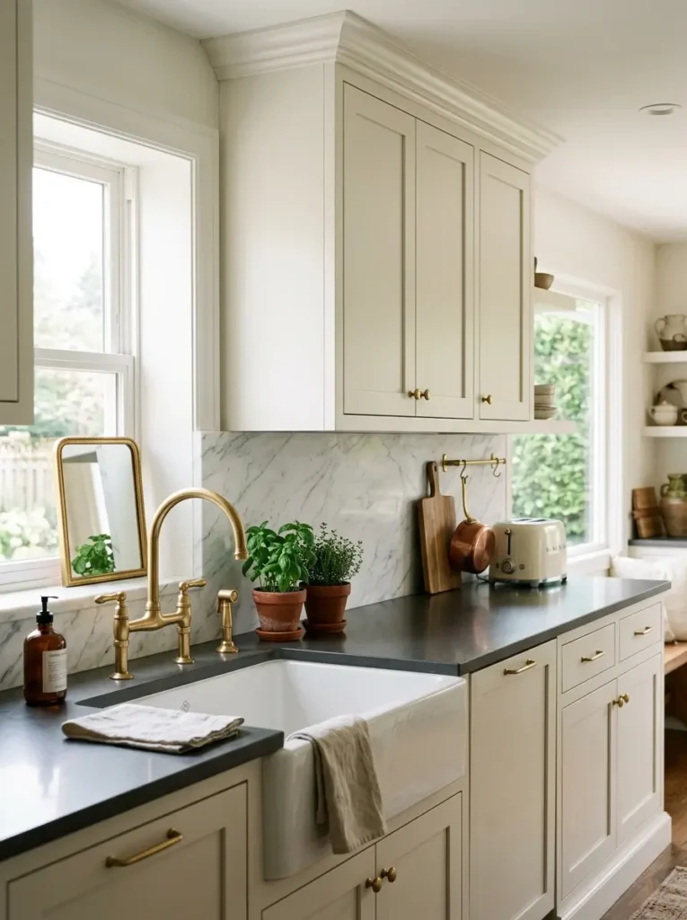 Marble Backsplash from Counter to Ceiling