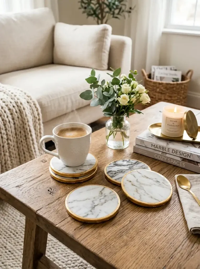 Marble Look Decoupage Coasters