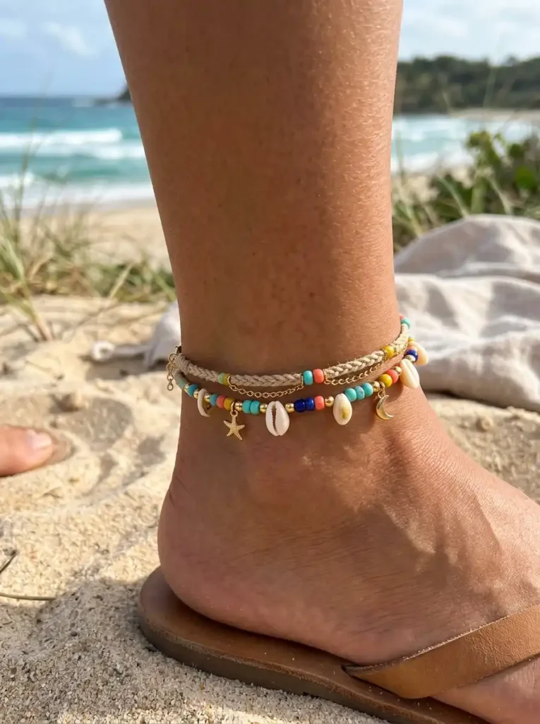 Colorful Anklet with Charms
