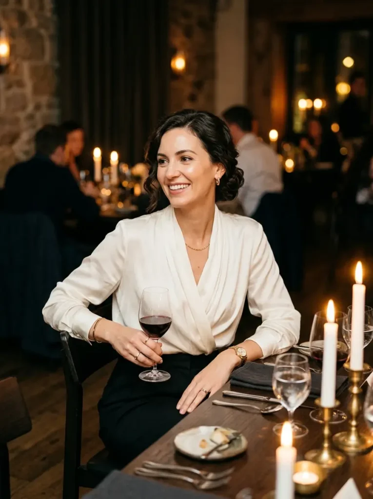 Silk Blouse and Tailored Trousers